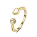 wholesale 925 Sterling Silver Minimalist Gold-Plated Adjustable Open Ring with Zirconia and Enamel Drip Design-0-0