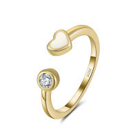 wholesale 925 Sterling Silver Minimalist Gold-Plated Adjustable Open Ring with Zirconia and Enamel Drip Design-14k gold 1.32g Adjustable opening