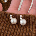 wholesale S925 Sterling Silver Pearl Ear Studs for Women, New Korean Style Ethereal Elegant Versatile Earrings-0-0