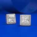 wholesale S925 Silver New Style High Carbon Diamond 7*7 Princess Square Stud Earrings Jewelry Dropshipping-0-1