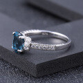 wholesale 925 Silver Light Luxury Natural London Blue Topaz Ring, Fashionable and High-End with a Sophisticated Aura, Set with Natural Gemstone-0-2