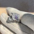 wholesale S925 Sterling Silver Fairy Purple Calla Lily Diamond Ring Floral Flower Ring, Niche Design, Luxurious and High-End Feel-0-0