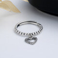 wholesale S925 Sterling Silver Heart Pendant Ring, Ins Niche Design, Elegant and Versatile Women's Index Finger Ring-0-1