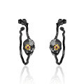 wholesale 925 Silver Designer Gothic Dark Retro Style Skull Ear Stud Halloween Accessory Gemstone Inlaid Earrings-0-4
