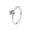 S925 Silver Adjustable Moissanite Four-Prong Ring, Live Sale Wholesale-0-3