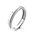 wholesale S925 Sterling Silver Korean Style Ins Wind Minimalist Line English Sentence Couple Stackable Open Ring-0-5