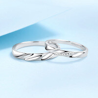 wholesale 925 Sterling Silver Moissanite Pair of Möbius Loop Couple Rings, Fade-Resistant, Simple and Versatile Wholesale-2.8 points (female ring)  size 17