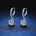 S925 Sterling Silver Moissanite Earrings Women, Micro-Set Classic Six-Prong D Color Earrings-0-0