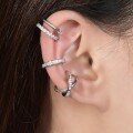 wholesale S925 silver plated with 18k gold Korean minimalist ear cuff for women without piercings, set with moissanite, stackable earrings-0-0