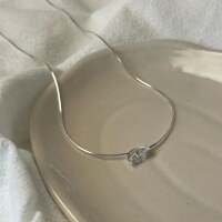 wholesale S925 Sterling Silver Minimalist Niche Design Single Diamond Teardrop Marquise Diamond Necklace Delicate and Cool Versatile Snake Chain for Women-Silver 925 silver