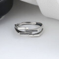 wholesale S925 Sterling Silver Minimalist Irregular Multi-Layer Geometric Ring Korean Trendy Unisex Stackable Band-0-1