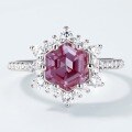 wholesale 925 Sterling Silver, European and American New Sunflower Ring, Light Luxury Cultivated Alexandrite Ring, Cross-Border Best-Seller-0-2