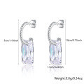 wholesale 925 Silver Cross-Border Hot-Sale Earrings, Geometric Square Zirconia High-End Design, Light Luxury Diamond-Inlaid Stud Jewelry-0-3