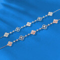 wholesale S925 Silver Jewelry Live New Mother-of-Pearl Four-Leaf Clover Bracelet Versatile Adjustable High-End-0-2