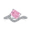 wholesale S925 Sterling Silver Princess Square Candy Color 8A Cubic Zirconia Ice Flower Cut High-End Luxury Silver Ring for Women-0-4