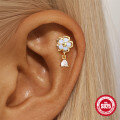 wholesale S925 Sterling Silver Opal Love Cross Cylinder Threaded Ear Cartilage Stud-0-3