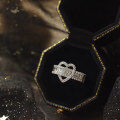 wholesale S925 Silver Tide Xiaobai Ultra-Sparkling Micro-Paved Heart Ring for Women, Small and Niche Sense of Luxury, Personalized Internet-Famous Openable Ring-0-0