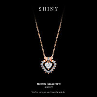 Sterling Silver Runaway Princess Dainty Bow Butterfly Necklace-S925 sterling silver rose gold + 50 point moissanite