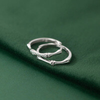 wholesale S925 silver bamboo joint diamond-inlaid couple ring for men and women, small and sophisticated, high-end sense, R00494-S925 silver ring with diamonds for women Adjustable opening