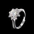 Sterling Silver Cubic Zirconia Square Solitaire Ring, Valentine's Gift-0-5