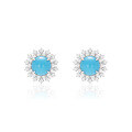 wholesale 925 Silver Gold-Plated Earrings with High Carbon Diamonds, Floral Design, and Blue Turquoise, Hot Selling Fashion Jewelry Versatile Earrings for Women-0-4