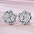 wholesale S925 Silver Simulated Diamond Earrings Lace Floral Stud Earrings Fashion Party Style Flower Small Blossom Ear Studs-0-5