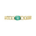 wholesale 10K Gold Natural Emerald Ring for Women, Japanese Light Luxury Index Finger Chain Ring with Advanced Sense, Ins Minimalist Band-0-4