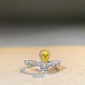 wholesale S925 Sterling Silver Crown Inauguration Ring for Women with Teardrop Yellow Zircon, Ice-Cut High Carbon Diamond, and Colored Gemstones – A Light Luxury Piece-0-1