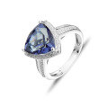 wholesale S925 Silver Luxury Iolite Blue Crystal Ring 11*11mm Large Size Colored Gemstone-0-4