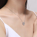 wholesale Sterling silver Yaxi full-set zircon heart necklace for women, versatiledesign with a sense of luxury, gift for girlfriend, collarbone chain accessory-0-3
