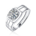 925 Sterling Silver Minimalist Men's Moissanite Line Ring Classic Four-Prong Export Jewelry-0-3