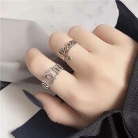 wholesale 925 Silver Cross-border Vintage Antique Music Note Ring, European and American Style Fashionable and Versatile Infinite Loop Ring-xb999-lock