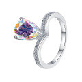 wholesale S925 sterling silver wholesale 2-carat crown teardrop pear-shaped moissanite ring women's jewelry high-end accessories-0-9