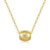 14K Gold Plated 925 Silver Moissanite Pendant Necklace for Women-Inlaid with moissanite  925 silver