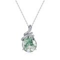 wholesale S925 Silver Pendant Necklace with Natural Green Moss Agate Stone, Fashionable Snake Design for Cross-Border Supply-0-5