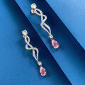 wholesale S925 silver new imported high-carbon diamond 7*11 pink diamond teardrop earrings for socialites live streaming-0-3