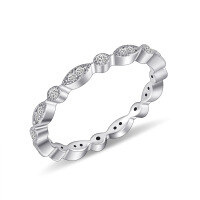 wholesale S925 silver gold-plated moissanite stacking wedding ring with minimalist design-White Gold Moissanite Ring  US 7