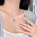 wholesale S925 sterling silver on-the-run princess bow tie necklace for women with fantasy color moonstone, luxurious and sophisticated style, unique collarbone chain-0-2