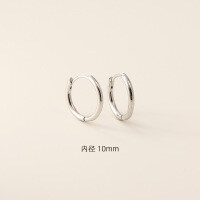 wholesale S925 Sterling Silver Minimalist Korean Plain Circle Round Ear Studs Light Surface Multiple Sizes Stackable Ear Hoops-5mm platinum 925 silver