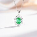 S925 Silver Necklace with Padparadscha, Paraiba, Fanta Zircon, and High-Carbon Diamond-0-7