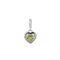 wholesale 925 Sterling Silver Women's Zodiac Birthstone Heart Necklace, Ins Style, Versatile Diy Pendant, Ready Stock Wholesale-A2387-Olive Yellow Single Pendant 925 Silver