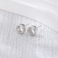 wholesale S925 Sterling Silver Niche Design Single Zircon Stud Earrings Simple and Fashionable Cross-border New Accessories TEMU-0-0