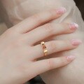 wholesale S925 Sterling Silver Gold Plated Fashionable and Unique Bow Wire Drawing Ring for Women, Niche Design, Ins Trend Wholesale-0-3