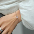 wholesale 925 Sterling Silver Geometric Circle Ins Minimalist Luxury High-end Round Stone Inlay Bracelet Stacking-0-2
