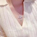 wholesale Sterling Silver New ZHUOZHIFAN Jewelry 925 Silver Ins Sparkling Cross Necklace European Luxury Micro-Inlaid Pendant Women's 40+5-0-3