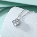 wholesale 925 Silver Four-Leaf Clover Necklace, Women's Small and Unique Design, Light Luxury Zircon Pendant, Collarbone Chain with Full Diamonds, High-End Feel-0-2