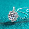 S925 Sterling Silver Moissanite Sunflower Necklace-0-0