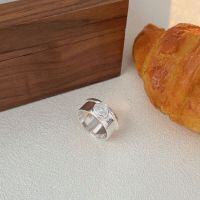 wholesale S925 Sterling Silver Stone-Inlaid Heart Ring for Women, Small and Fashionable, Unique Adjustable Opening Trendy with a Sense of High-End-Sterling Silver - Large Oval