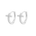 wholesale S925 Sterling Silver Geometric Cross Hoop Earrings with Creative and Unique Design, Sweet yet Edgy Trendy Style-0-6