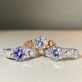 wholesale 18K White Gold 1-carat D-color moissanite ring for women, D-color hollow moissanite VVS1 cross-border wholesale purple diamond ring factory direct-0-0